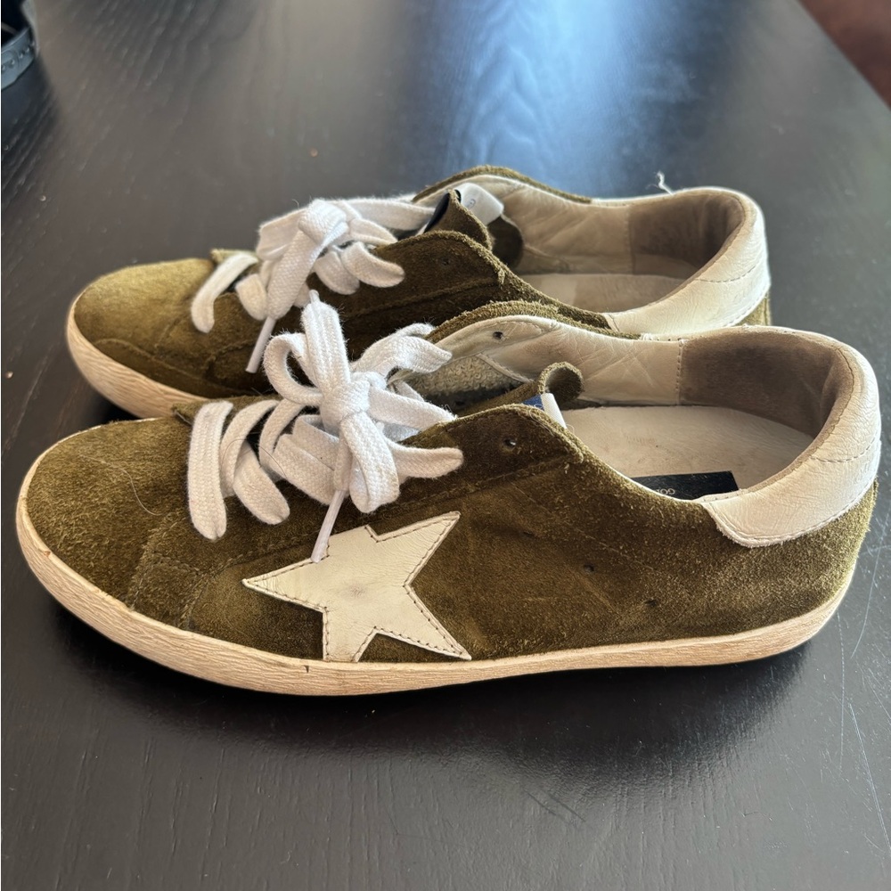 Golden Goose Olive Green Sneakers with White Accents - Picture 2 of 8